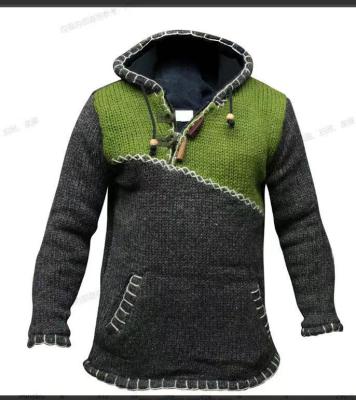 China classic Anti-wrinkle fashion patchwork OEM service plus size men's basic sweater with hoodies knitted sweater men for sale