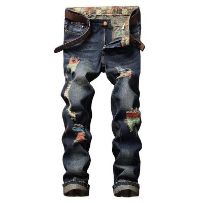 China Men's Distressed Hole Ripped Men's Breathable Jeans Breeches Fashion Denim Plus Size Pile Jeans Wholesale Men's Jeans for sale