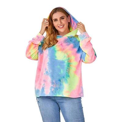 China Anti-pilling Customized Women High Quality Loose Plus Size Casual Long Sleeve Tie Dye Sweatshirts And Hoodies for sale