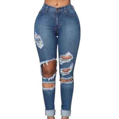 China Hot Selling Skinny Ripped Slim Fit Women's Stretch Fashion Jeans Fashion Jeans Female Ladies Denim Pants Breathable Pants for sale