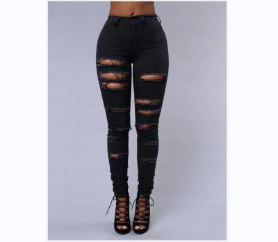 China Breathable Hot Selling Skinny Stretch Fashion Skinny Female Ladies Pants Slim Fit Denim Ripped Women's Jeans Trousers for sale