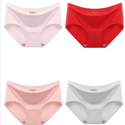 China Factory Custom QUICK DRY Ice Silk Women's Hippie Girl Lady Middle Waist Bikini Underwear Sexy Lingerie PA for sale