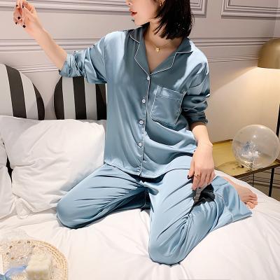 China Buy QUICK DRY Bulk Lingerie Buttons 2 Piece Long Pajamas Women Sleepwear for sale