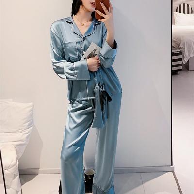 China QUICK DRY long lingerie valentines day sleepwear for ladies silk pajamas long sleeve pants sets for sale