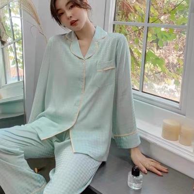 China QUICK DRY long pajamas sex sleepwear silk fabrics for women homewear 2pcs for sale