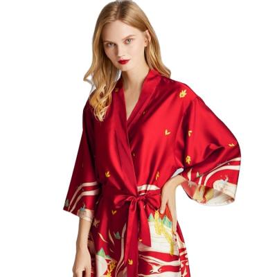 China Autumn Spring Polyester Silk Luxury Top Quality Women's Sexy QUICK DRY Nightgown For Female for sale