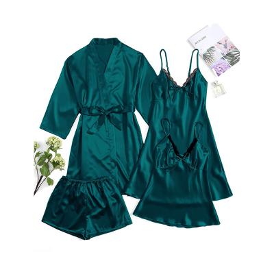 China Wholesale luxury QUICK DRY pajamas slip nightgown silk women pajamas set silk 4sets for sale