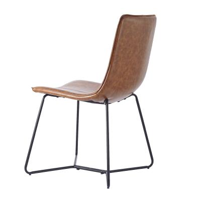 China New Design PU Chair Metal Leg Modern Leather Dining Chair Comfortable And Durable for sale