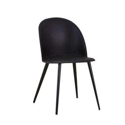 China 2022 Comfortable And Double New Arrive Black Armless Backrest Plastic Dining Chair for sale