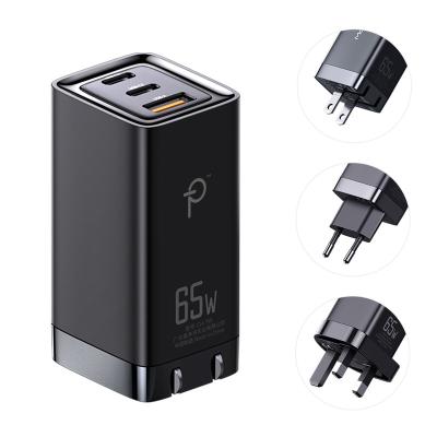 China High Speed ​​USB Dual 3 Ports Slim Multi Universal Laptop Tablet 65W GaN Wall Charger Fast Charging PD For iPhone Samsung Moto X LG for sale