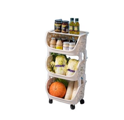 China China Manufacture Viable Professional Kitchen Accessories Fruit 3 Tier Storage Rack With Wheels for sale