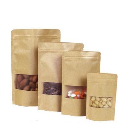 China Wholesale Clear Window Zip Lock Brown Kraft Paper Top Bag Moisture Proof for sale