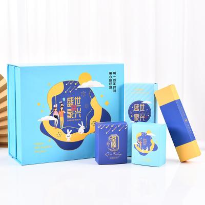 China TOSUN Recyclable Customized Logo Luxury Mooncake Cardboard Packaging Removable Lid And Base 2 Pieces Rigid Boxes for sale