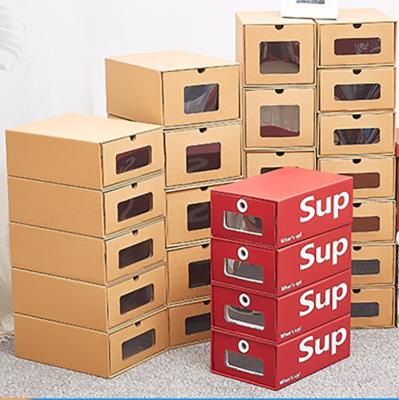 China TOSUN Materials Home Storage Wholesale Recycled Stackable Drawer Box Shoes Kraft Paper Shoe Packing Rigid Boxes for sale