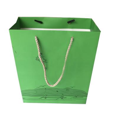 China TOSUN New Fashion Green Recyclable Wholesale Paper Bags With Handles Green Tea Paper Bag Luxury Gift Bag for sale