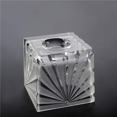 China Wholesale new outlet square hot sale clear crystal glass tissue box for hotel decoration for sale