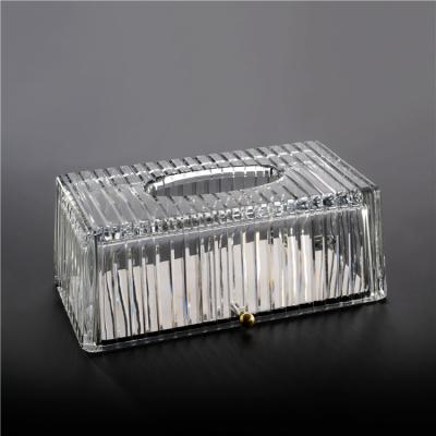 China New outlet product morden style crystal glass tissue box for home decoration for sale