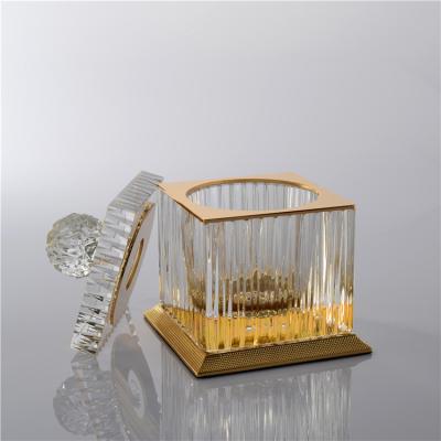 China Ornamental Luxury Unique Faceted Exquisite Clear Crystal K9 Jewelry Candy Jar For Home Decoration for sale