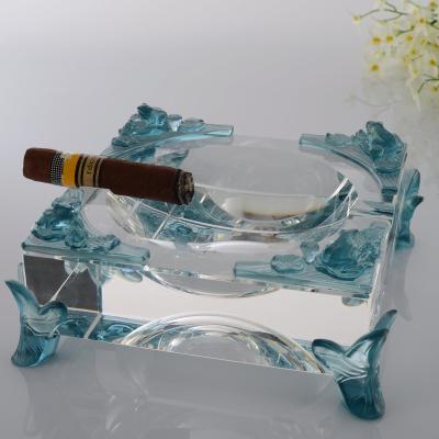 China Office Gift Liuli Crystal Ashtray Cigar Ashtray Corporate Business Souvenir Gift Decoration for sale