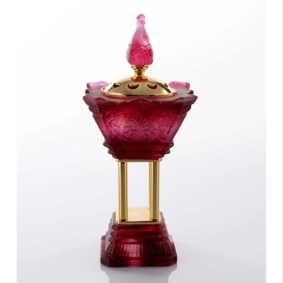 China Religious Arabic Incense Holder Ramadan Mubkhar Liuli Crafts Incense Burner Pious Arab Style Censer For Home Decor for sale