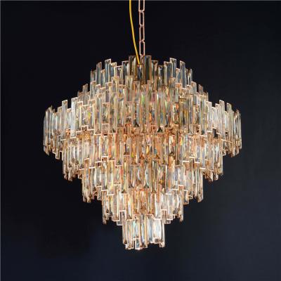 China Outlet new design indoor lighting led luxury large rose gold crystal chandelier for hotels home decor for sale