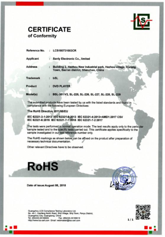 RoHS - Dongguan Sanly Electronic Co., Limited