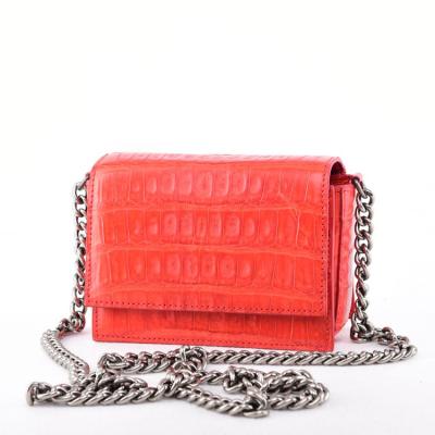 China Crocodile Leather Products Luxury Exotic Handbags Latest Fashion Crocodile Chain Mini Cross Strap Body Bags for sale