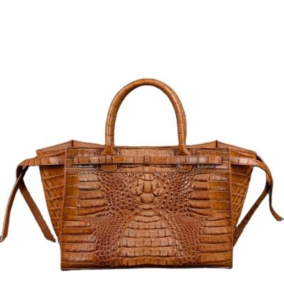 China NATIONAL Made 100% Real Exotic Crocodile Skin Tote Bags High Quality Women's Exotic Leather Handbags for sale