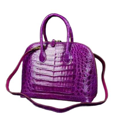 China Lady Shiny Handbags Belly Crocodile Bag Luxury Tote Fuscus Vintage Crocodile Bags for sale