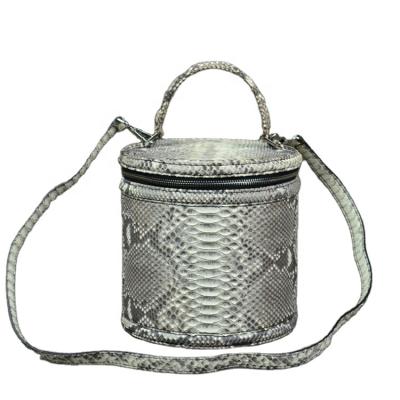 China Authentic Fashoion python skin bucket bags lady box style bags fashion makeup bag exotic leather brand for sale