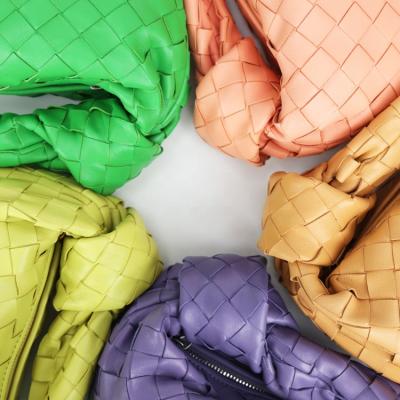 China NATIONAL famous luxury popular green women woven handbags fashion weave lamb hobo bags brand designer lady lady purse for sale