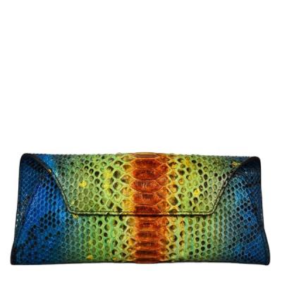 China Lady Luxury Long Envelope python clutch bag for women exotic skin handbags green 2022 fashion brand lady bags for sale