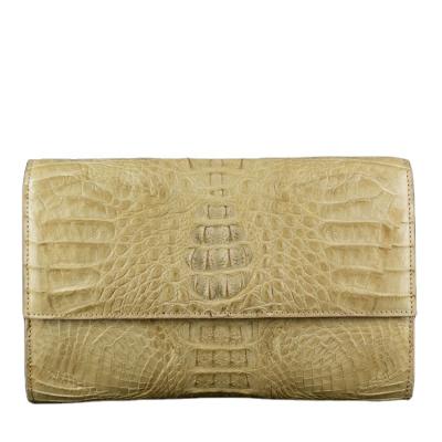 China Fashion Crocodile Beige Skin Women Clutch Bag Oversized Exotic Clutch Bag for sale