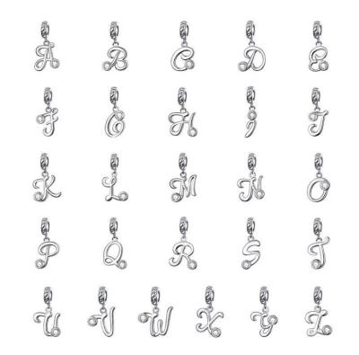 China Nickel Free Silver S925 Sterling Cubic Zirconia Letter Charms Initial Charm Pendant For Necklace And Bracelet for sale