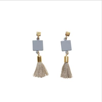 China Nickel Free 4.5cm Long Alloy South Korea Cotton Environmental Mini Tassel Earrings for sale