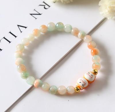 China Nickel Free Wholesale Latest Natural Stone Bead Bracelet With Fortune Cat for sale