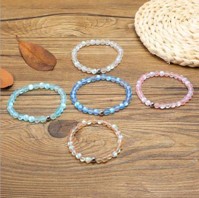 China Nickel Free Multi Colors Available Fashion Wrist Charms 6mm Stretch Moonstone Stone Bracelet For Women Girls for sale