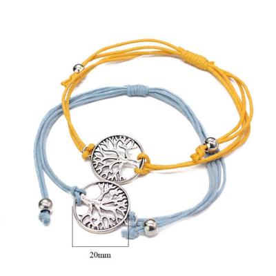 China Nickel Waxed Wire Tree Of Life Charm Bracelet Free Multi Colors Available for sale