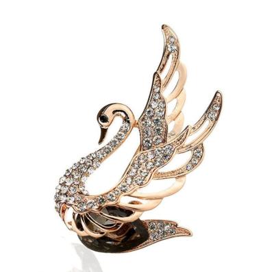 China Nickel 5.6 x 3.6 cm 13g Environmental Alloy High Quality Jewelry Korea Swan Czech Stone Brooch Free for sale