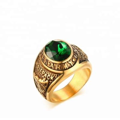 China Nickel Free (US Size) Emerald Stainless Steel Military Rings USA Bold Men's Fashion for sale