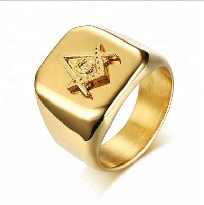 China Nickel Free American Bold Custom Stainless Seal Gold Size Masonic Steel Rings for sale