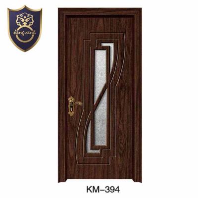 China Waterproof PVC coated wood door design with glass for sale