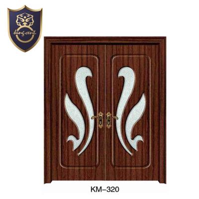 China Waterproof Transitional Style Teak Wood Front Main Double Entry Door Design For Houses for sale