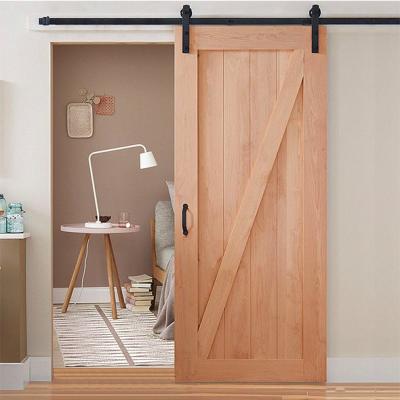 China 2022 New Modern Sound Insulation Price CE Certified Cheap Door And Pair Pre-Drilled Solid Wood Sliding Barn Doors With Hardware 84