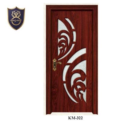 China Modern Fancy Design PVC Wooden Doors With Inserted Glass For Romania/Bulgaria/Modolva Countries for sale