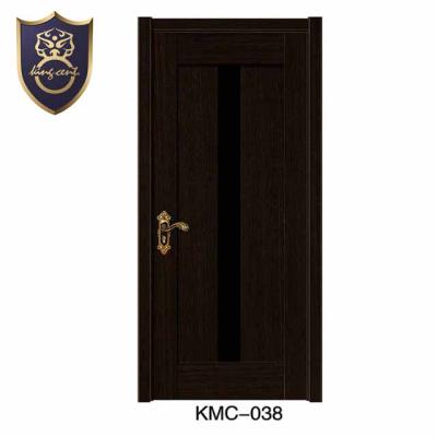 China EUROPEAN MDF Assemble Wood Internal Swing Door With Black Frosted Glass for sale