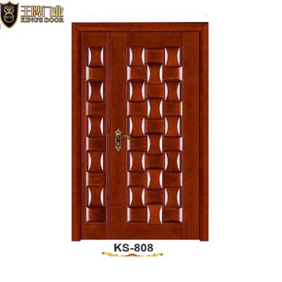 China Modern Designs Teak Veneer Wood Room Modern Double Door for sale