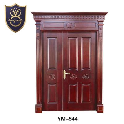 China Fashion Environmental Friendly Teak Wooden Double Door Design for sale