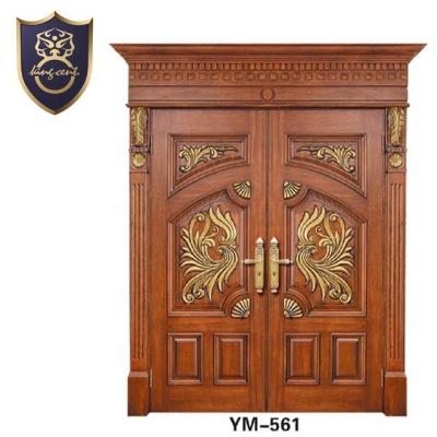 China Modern Expensive Front Entrance Double Teak Wooden Doors And Windows Design for sale