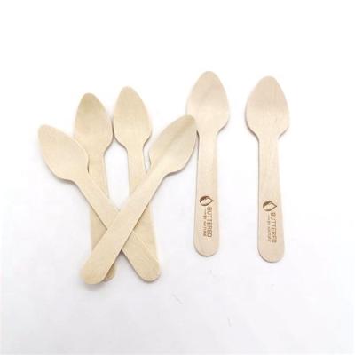 China Stocked Promotion Knife Fork Spoon Disposable Wooden Cutlery Set Wooden Spoon -110MM for sale